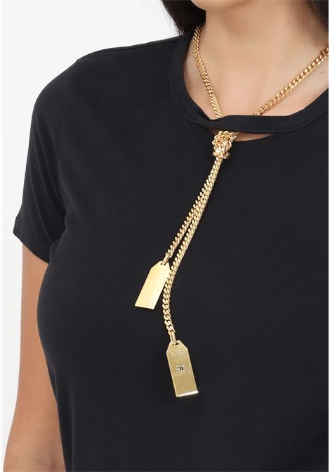 Women's black short sleeve t-shirt with necklace ELISABETTA FRANCHI | MA00946E2110